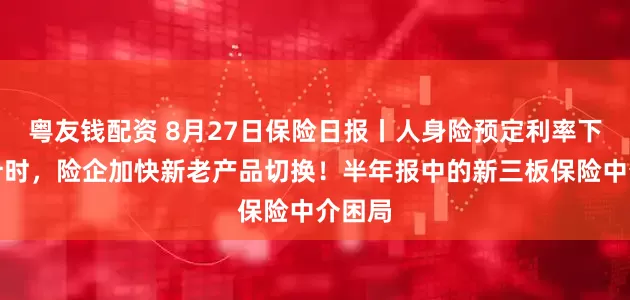 粤友钱配资 8月27日保险日报丨人身险预定利率下调倒计时，险企加快新老产品切换！半年报中的新三板保险中介困局